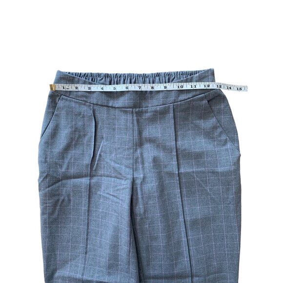Nine West Petite Relaxed Crop Gray Plaid Dress Pants Elastic Waist & Pockets PXS - Picture 4 of 11